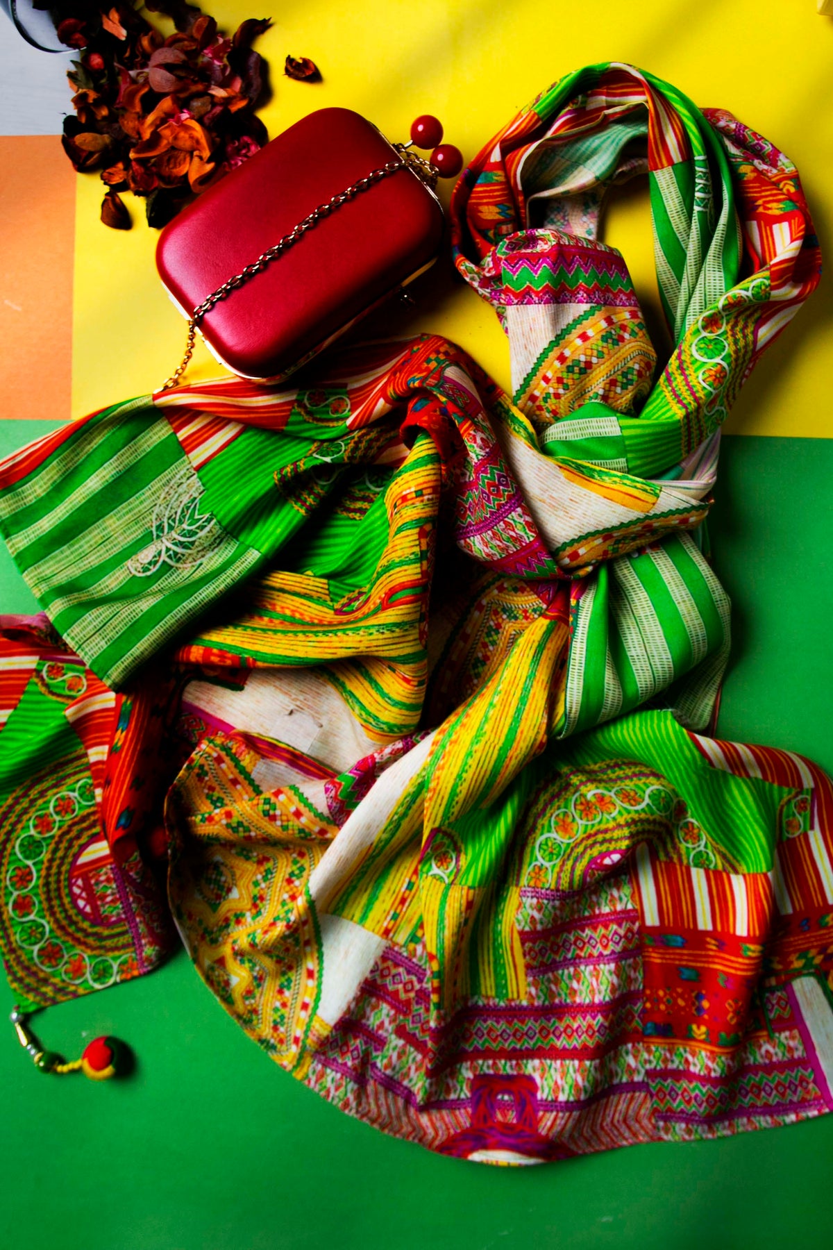 Ethnic Kurtay Ll in Multi coloured Pak Raw Silk fabric