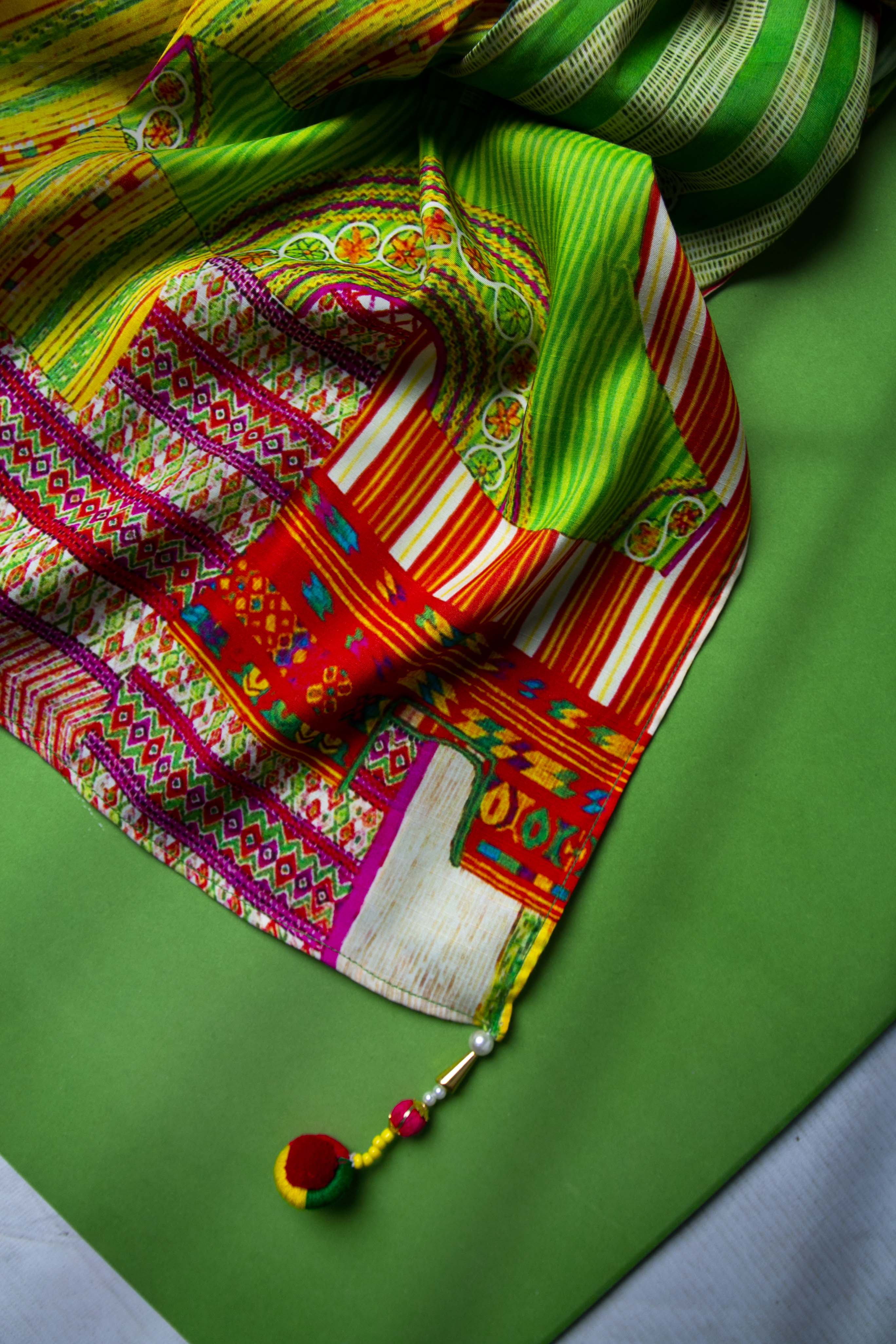 Ethnic Kurtay Ll in Multi coloured Pak Raw Silk fabric 2