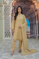 2 Piece Set in Beige Raw Silk (FR0974)