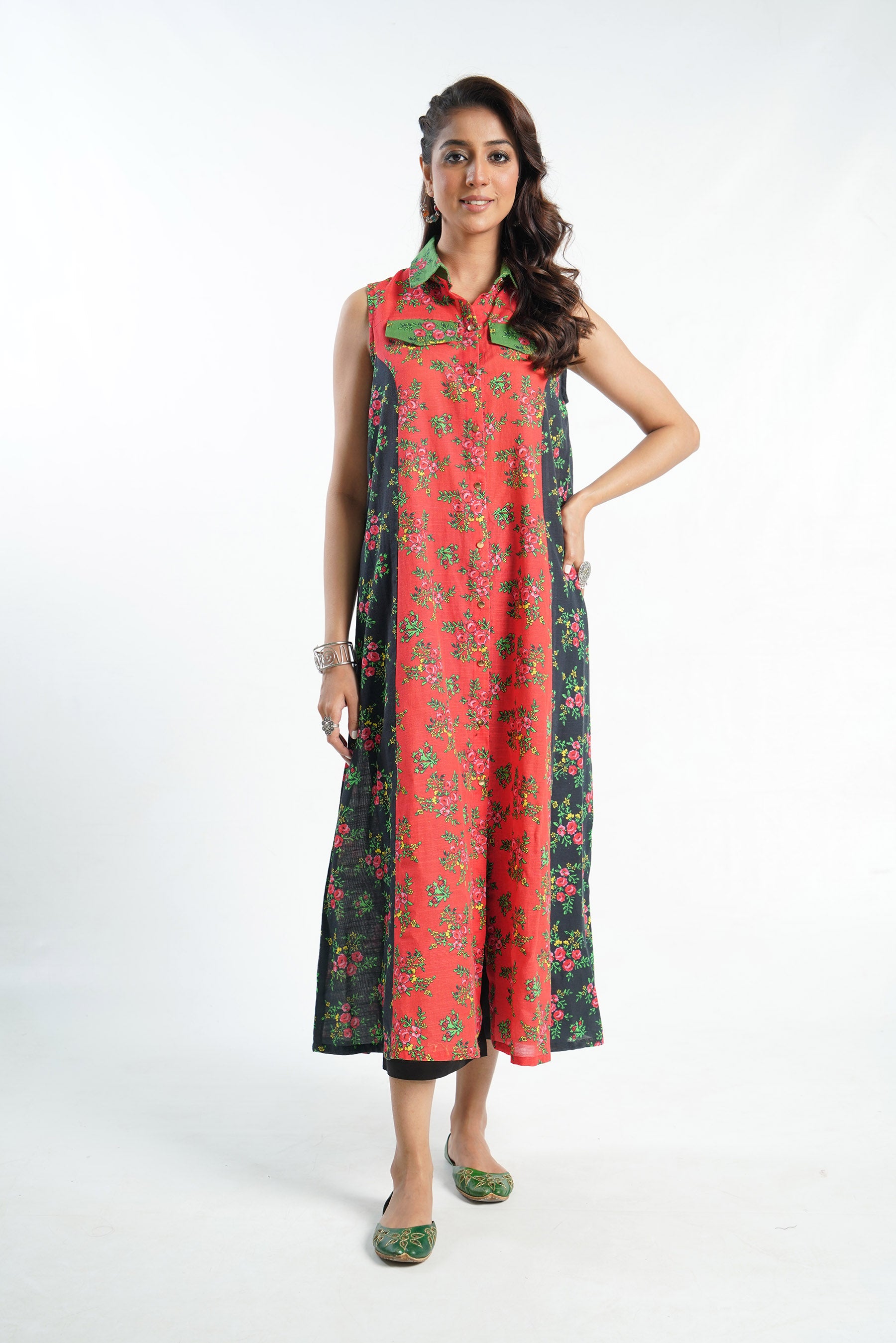 Ralli Patch 2 in Multi coloured Printed Slub Khaddar fabric