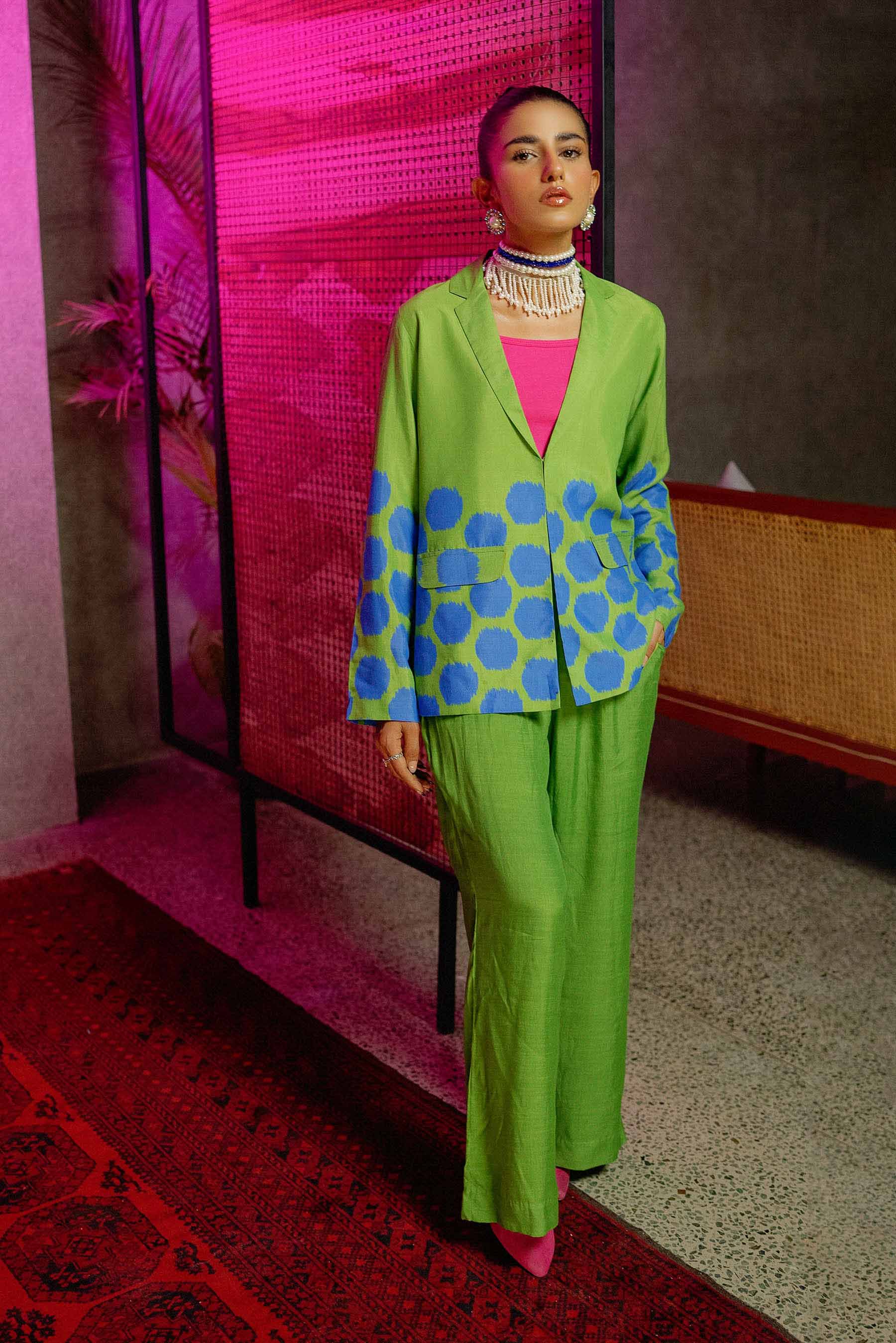 Polka Suit in Multi coloured Pak Raw Silk fabric