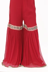 1 Piece Gharara in Maroon Chiffon (FZ0837)