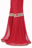 1 Piece Gharara in Maroon Chiffon (FZ0837)