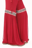 1 Piece Gharara in Maroon Chiffon (FZ0837)