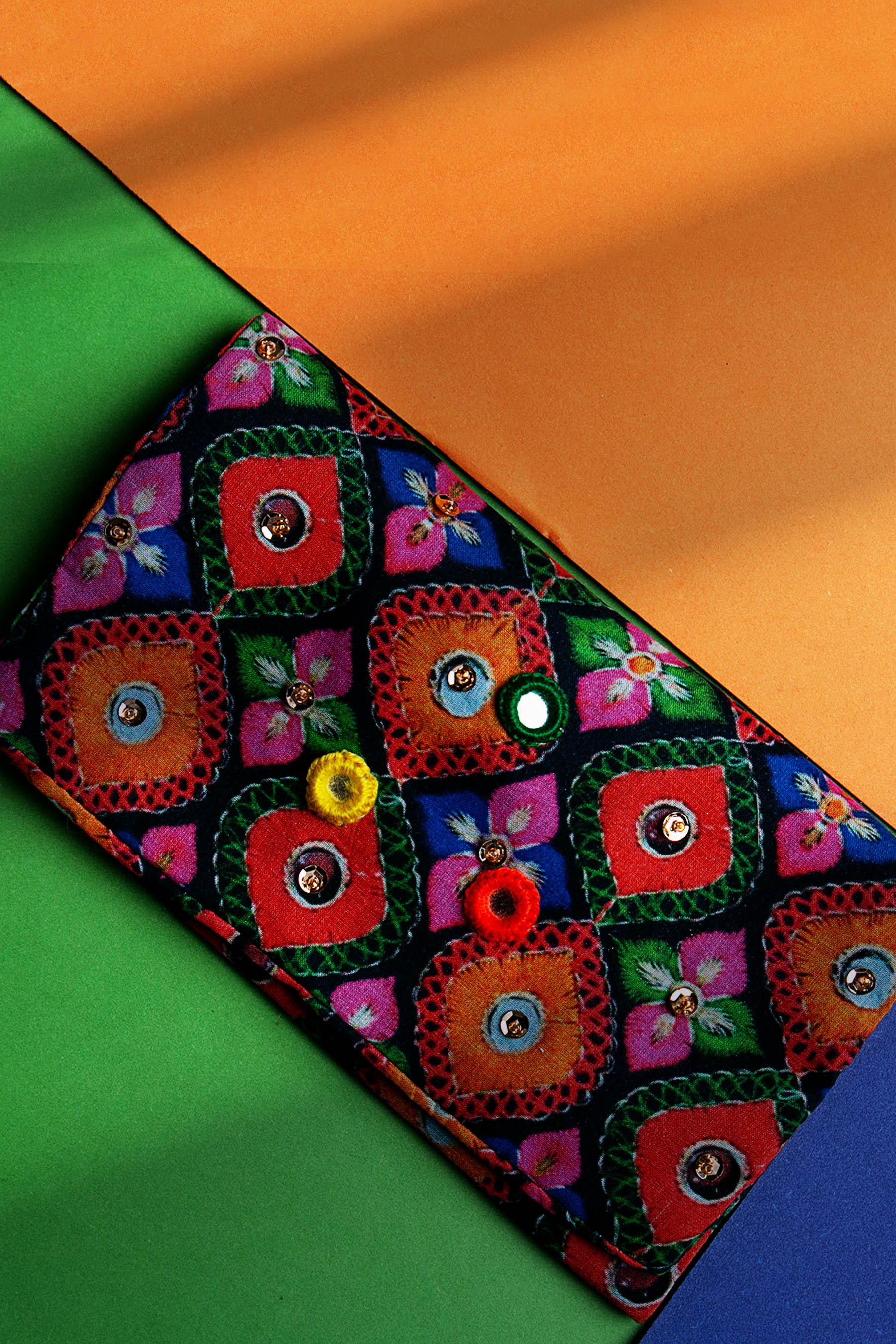 Ghar Dari Wallet in Multi coloured Printed Lawn fabric 3