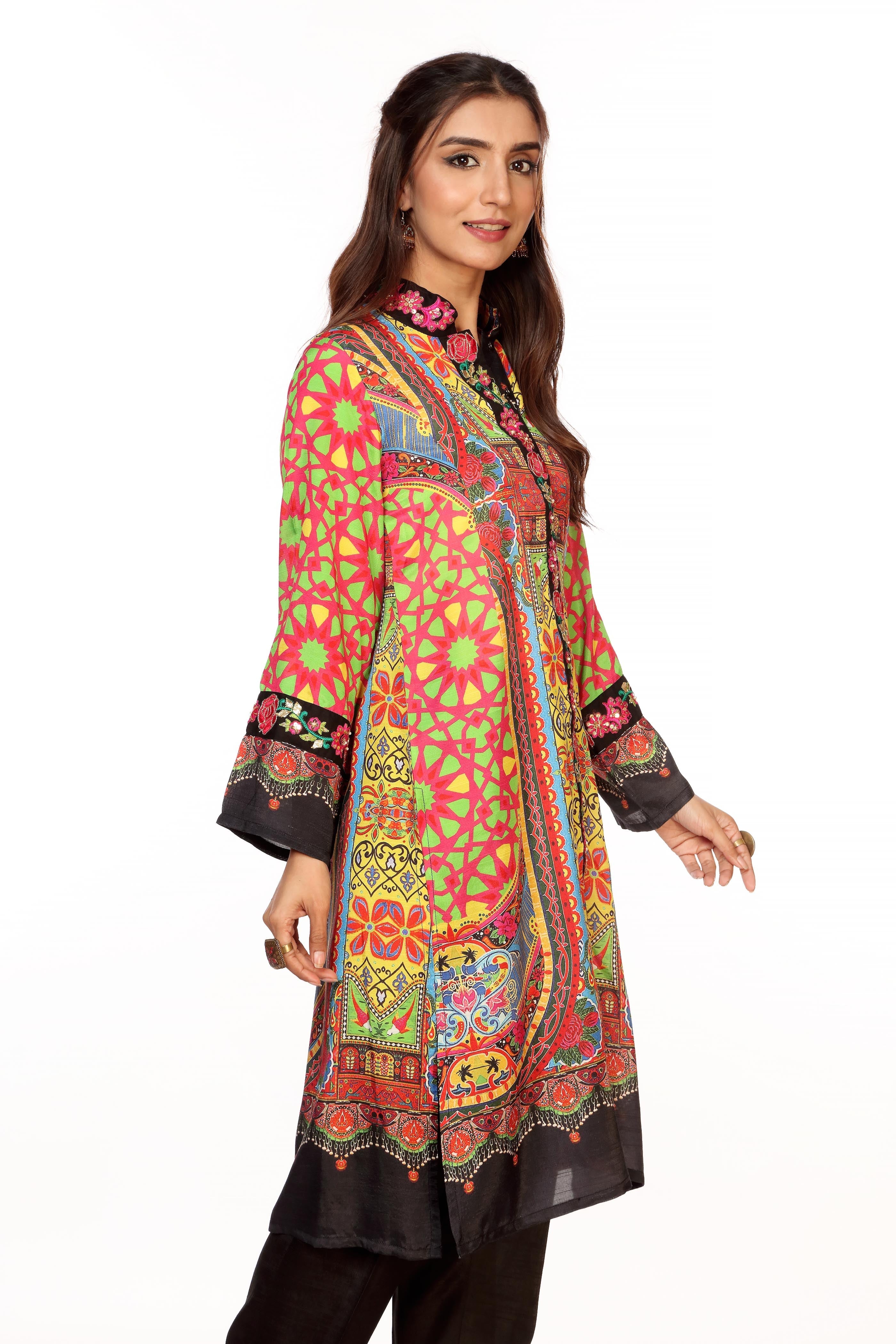 Truck Print in Multi coloured Printed Lawn fabric 2