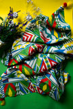 African Collage Ll in Multi coloured Pk Raw Silk fabric