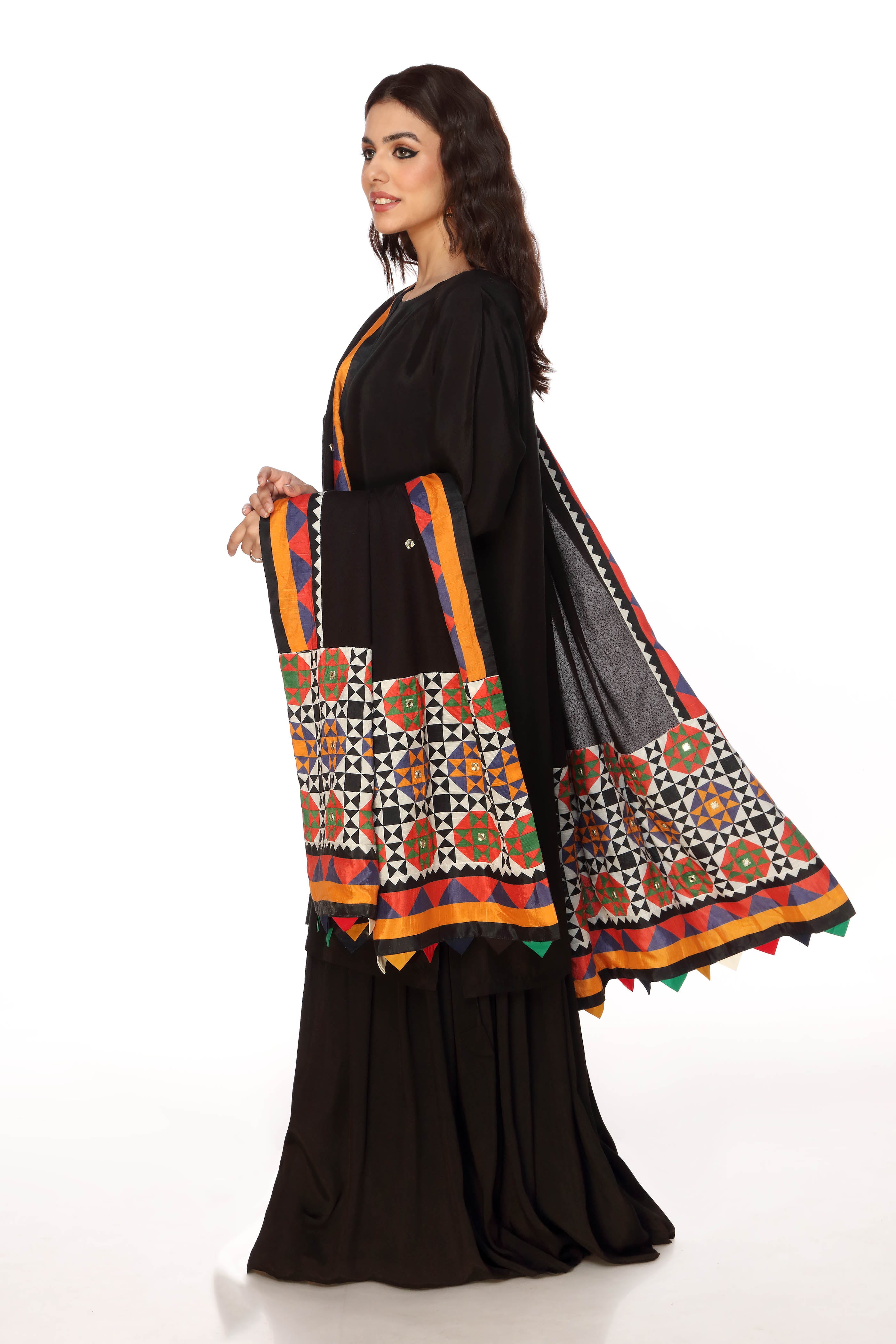 Sindhi Ralli 3 in Black coloured Lawn Karandi fabric 2