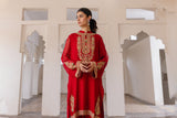 Tilla Line in Red coloured Pak Chiffon fabric 4