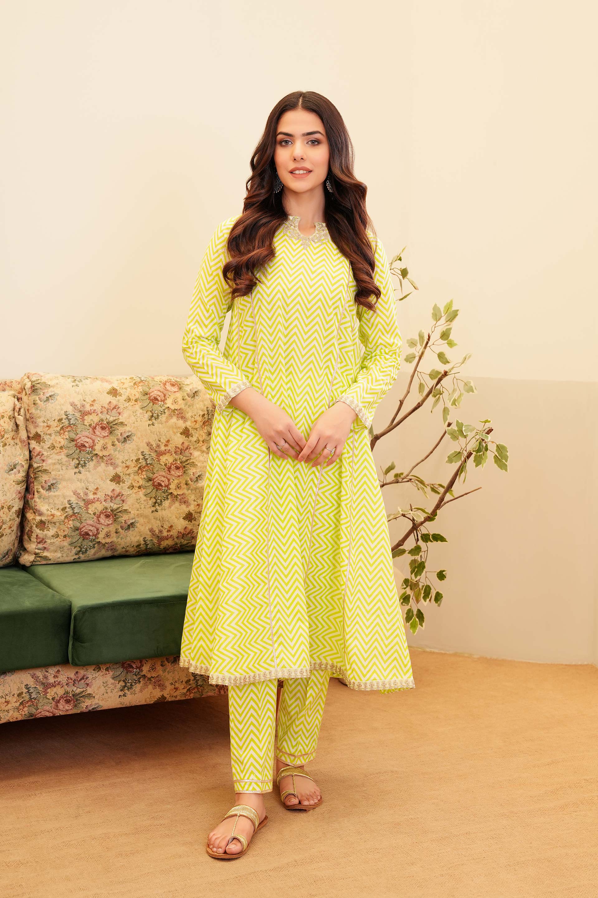 Cool Green: 1 Piece Frock in Green Lawn (TR1154)