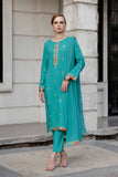 Green Patti 2: 3 Piece Suit Suit in Sea Green Raw Silk (FR0976)