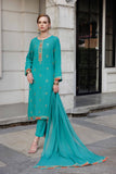 Green Patti 2: 3 Piece Suit Suit in Sea Green Raw Silk (FR0976)