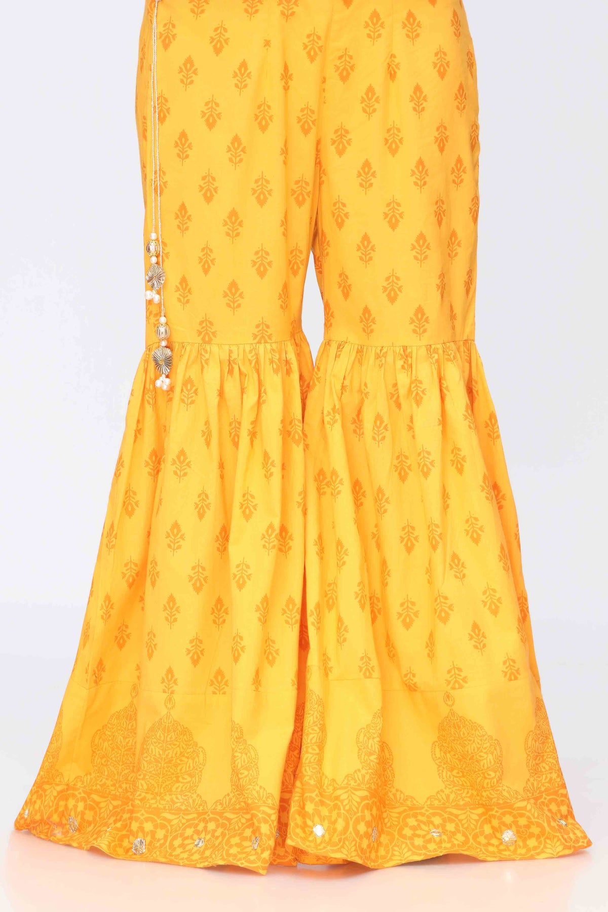 Self Yellow 1: 1 Piece Gharara in Yellow Cambric (CZ2756)