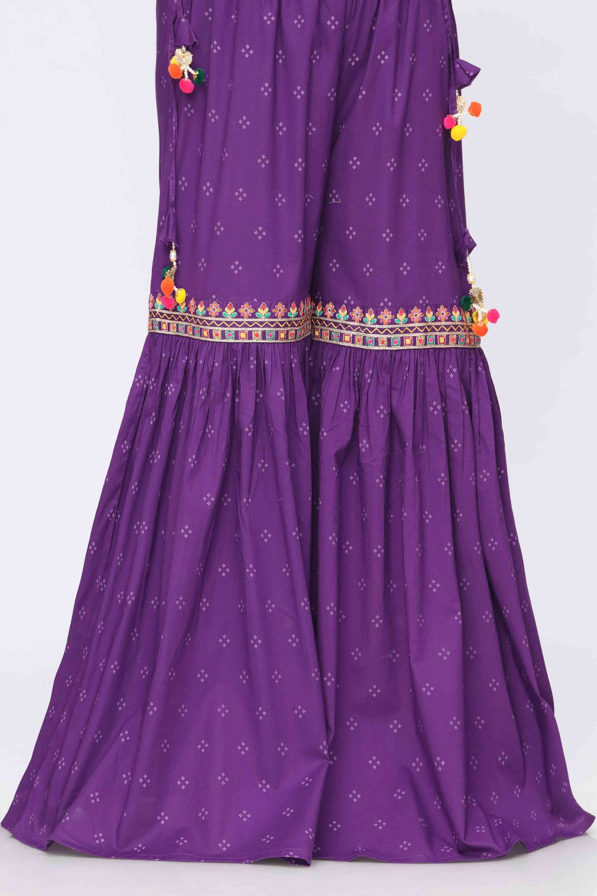 Chunri Gharara in Purple coloured Cambric fabric