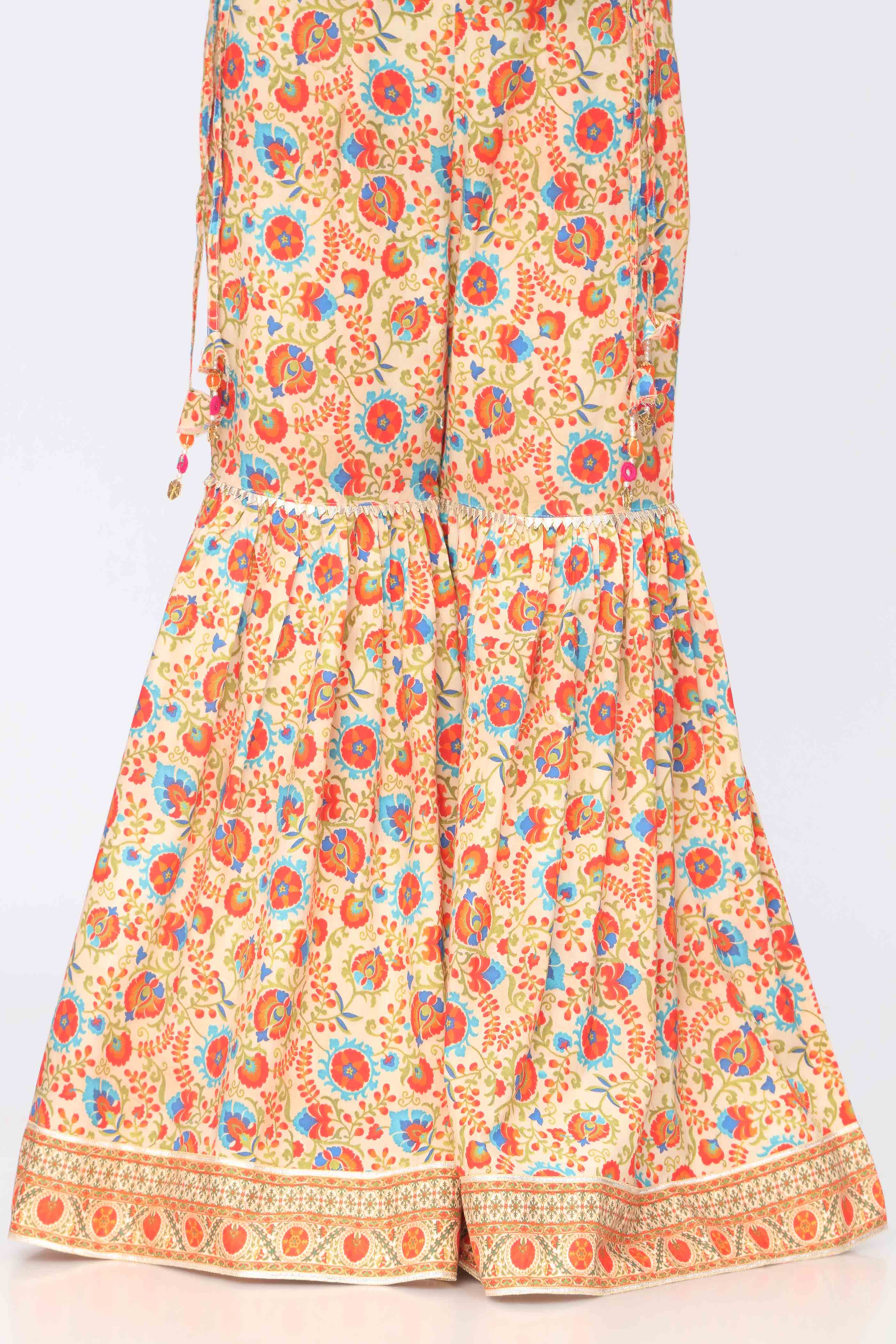 1 Piece Printed Cambric Gharara (CZ2693)