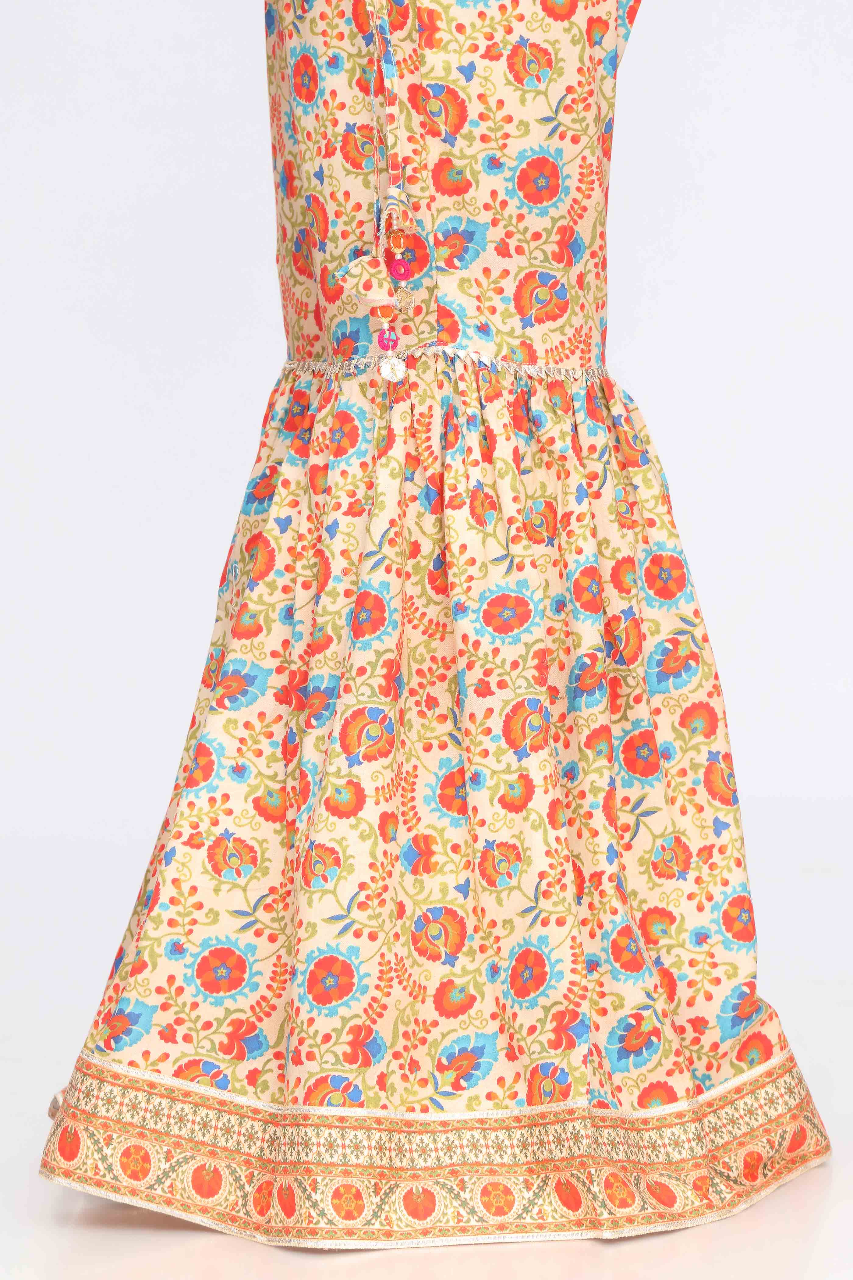 1 Piece Printed Cambric Gharara (CZ2693)