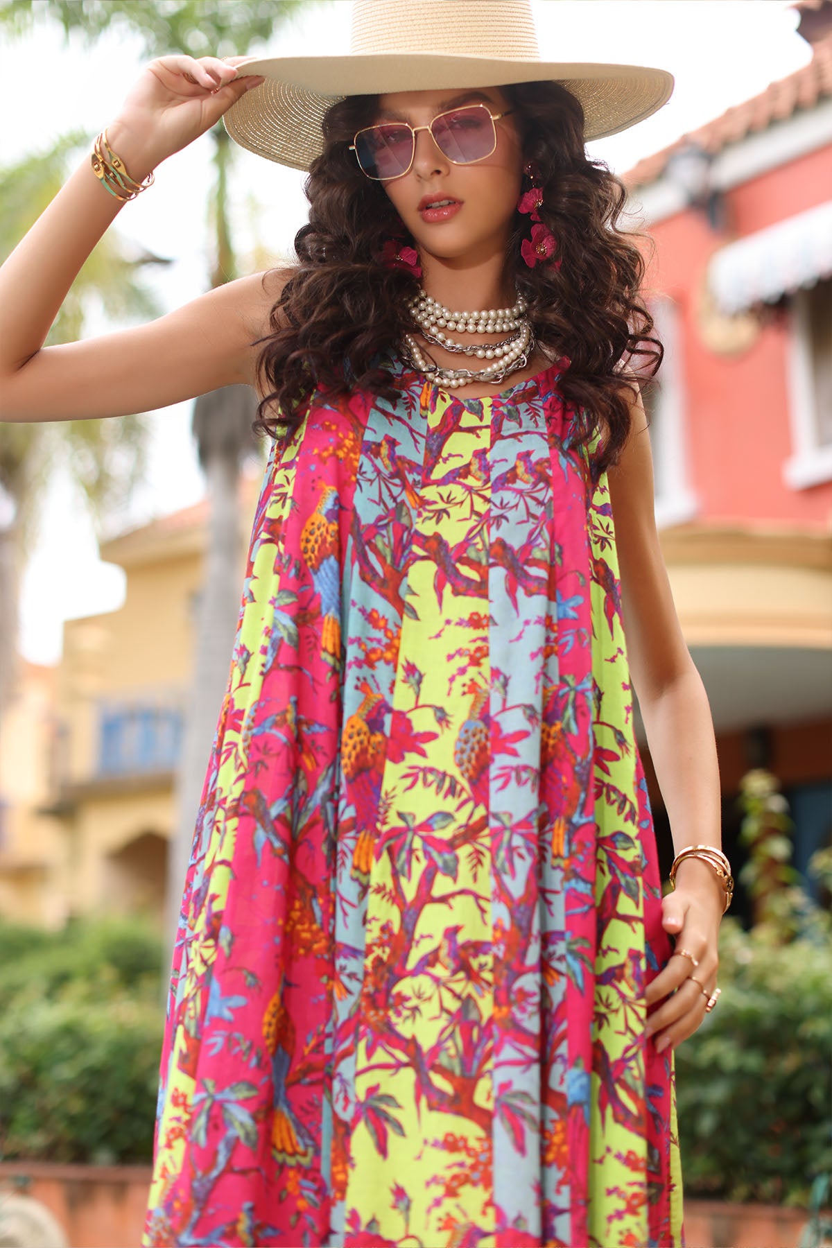 Multi Print 1: 1 Piece Frock in Multi Raw Silk (TR1094)