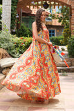 Round Print: 1 Piece Frock in Multi Raw Silk (TR1075)