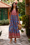 Blue Print: 1 Piece Frock in Multi Raw Silk (TR1079)