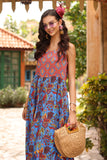 Blue Print: 1 Piece Frock in Multi Raw Silk (TR1079)