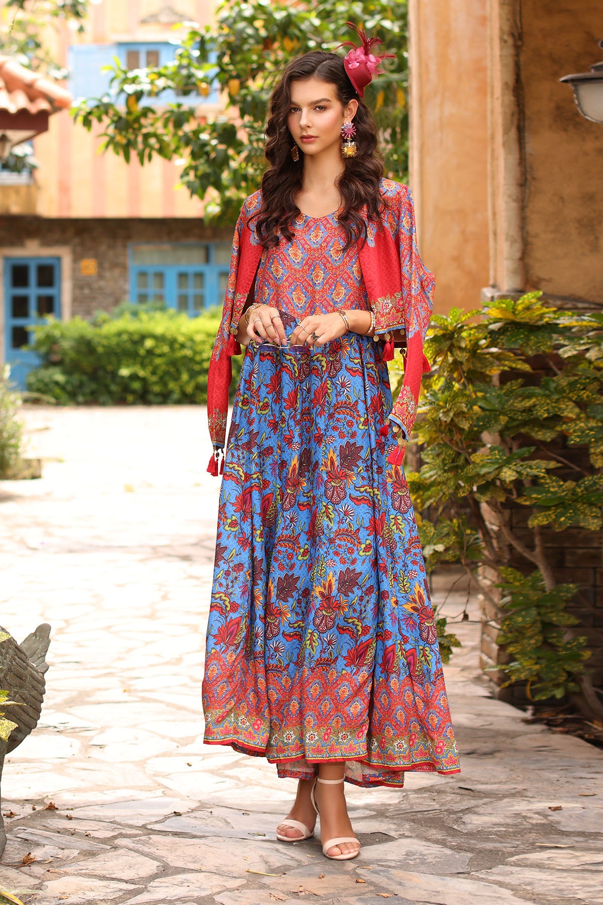 Red Tassel: 1 Piece Koti in Multi Raw Silk (TR1076)