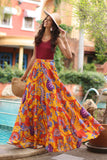 Big Phool Skirt: 1 Piece Skirt in Multi Raw Silk (FZ0814)