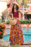 Big Phool Skirt: 1 Piece Skirt in Multi Raw Silk (FZ0814)