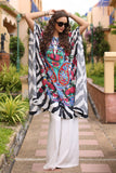 Blue Flower 3: 1 Piece Kaftan in Multi Raw Silk (TR1104)