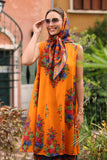 Orange Phool Print: 1 Piece Frock in Multi Lawn (TR1081)