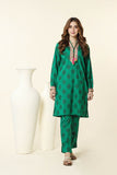 Ikat Jaal: 2 Piece Suit in Dark Green Printed Lawn (CR3247)