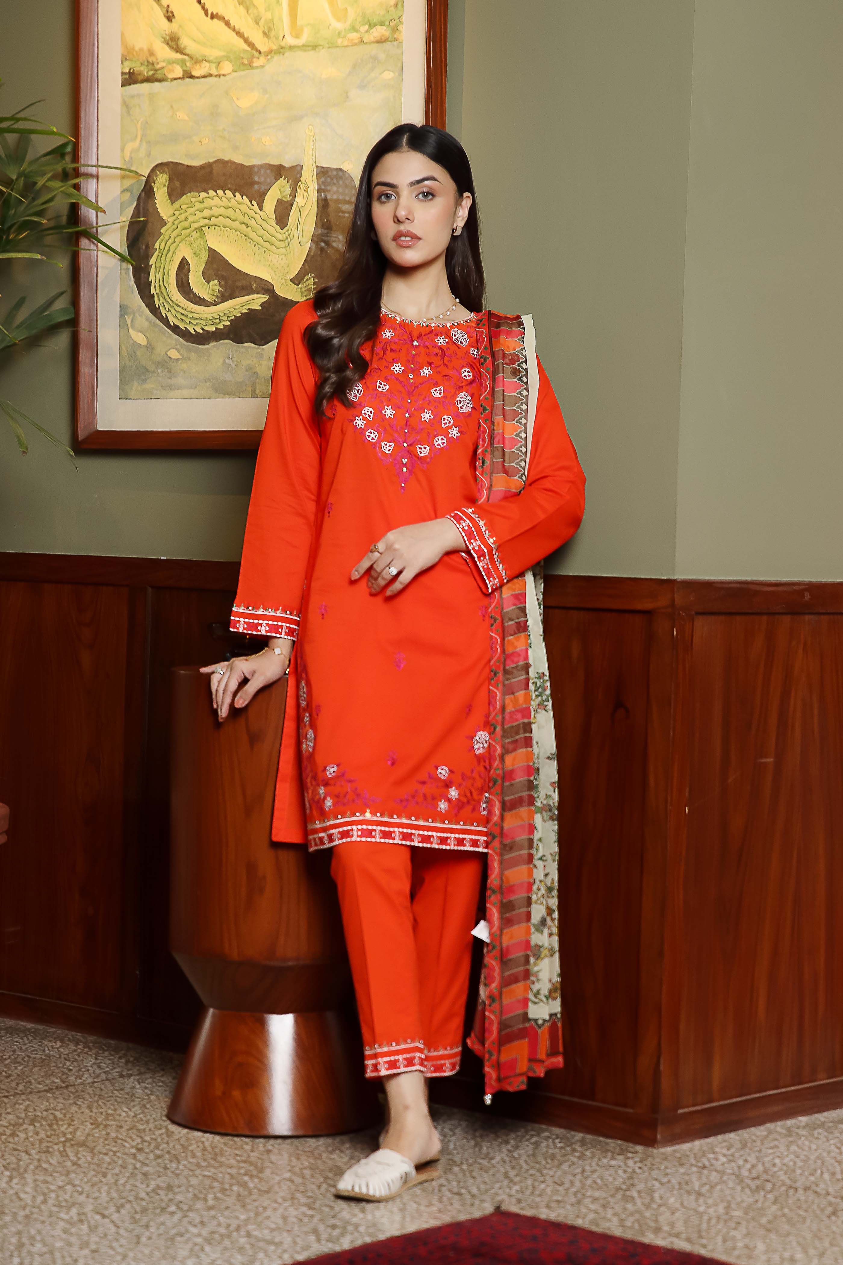 Orange Sky: 3 Piece Suit Suit in Multi Lawn (CR3280)