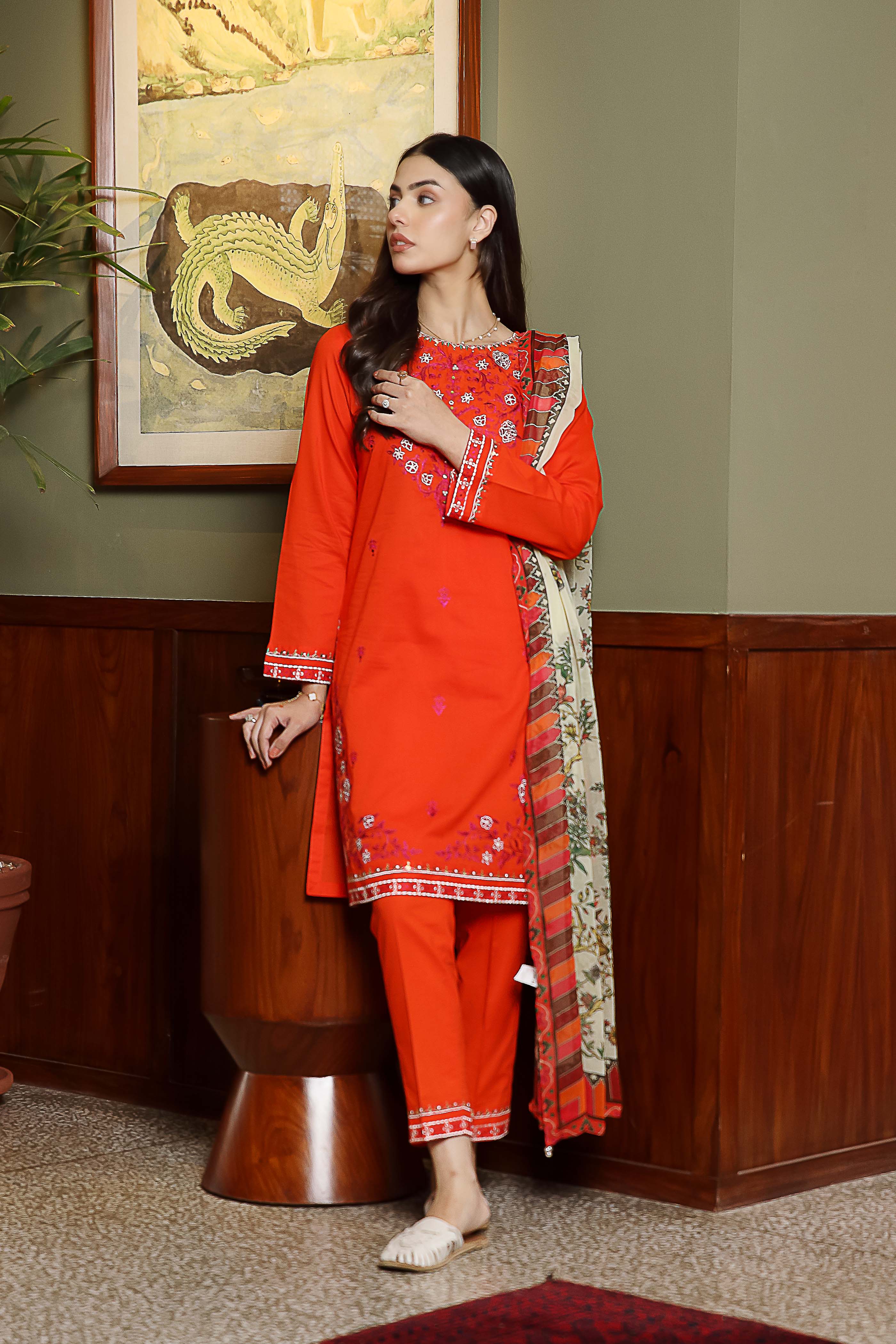 Orange Sky: 3 Piece Suit Suit in Multi Lawn (CR3280)