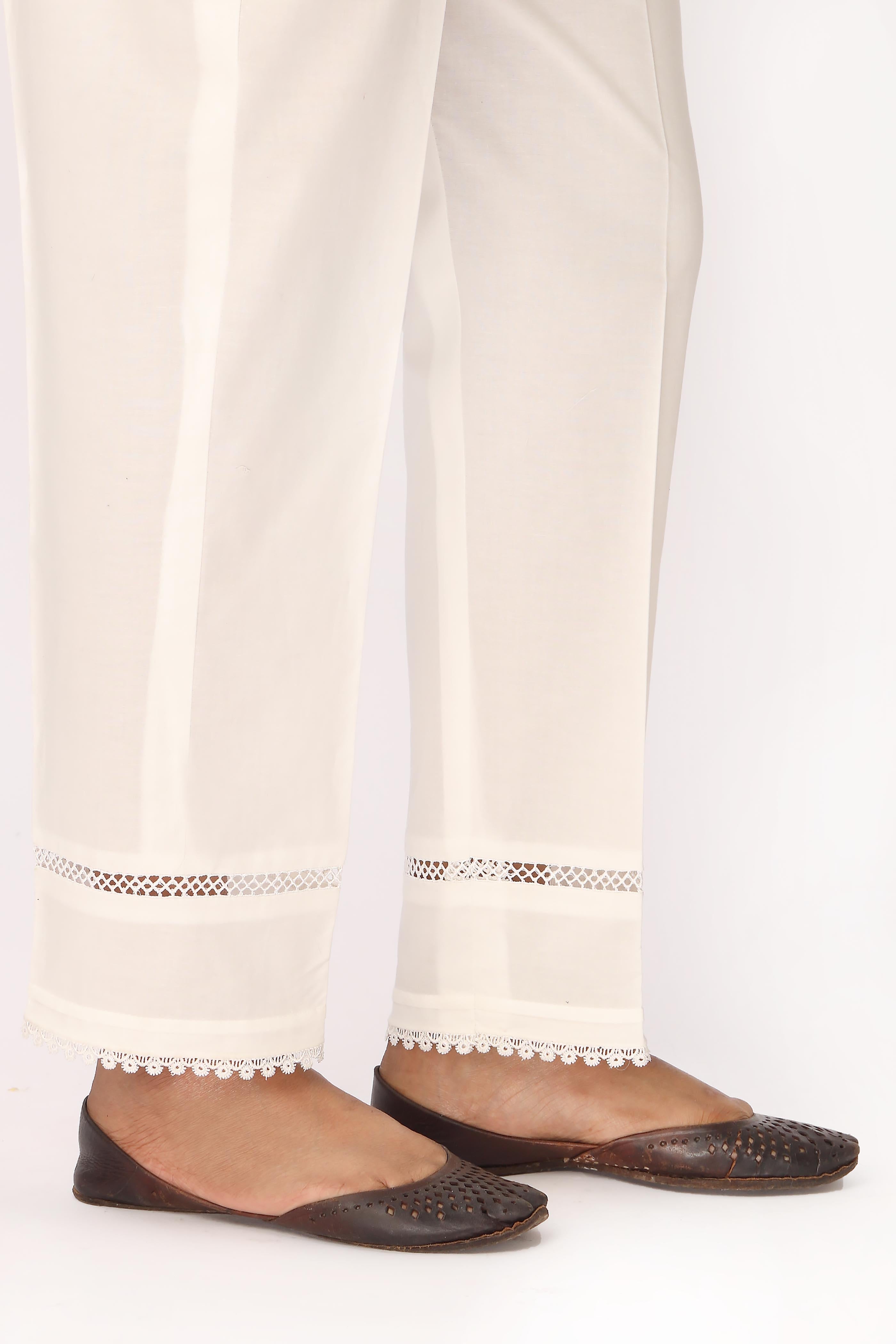 White Trouser: 1 Piece Pant in White Cambric (CZ3123)