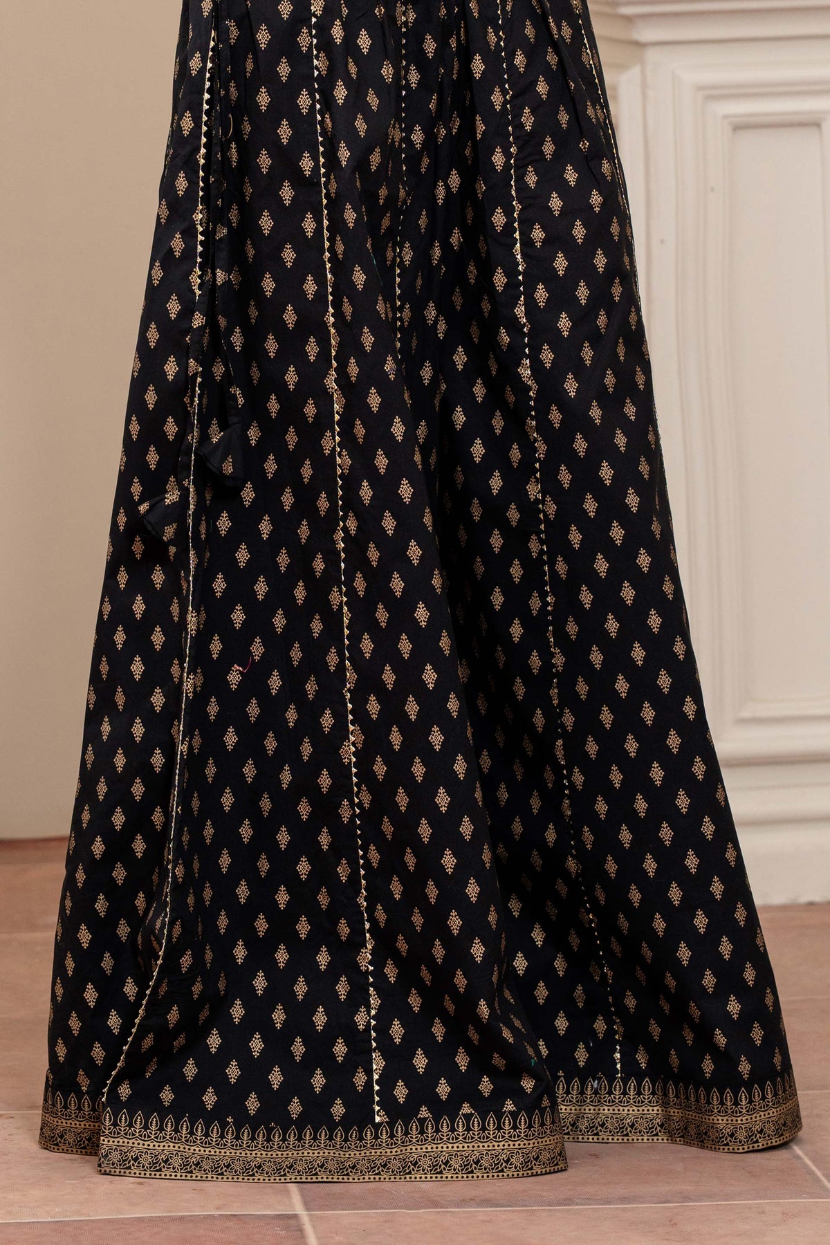 1 Piece Sharara in Black Cambric (CZ3256)