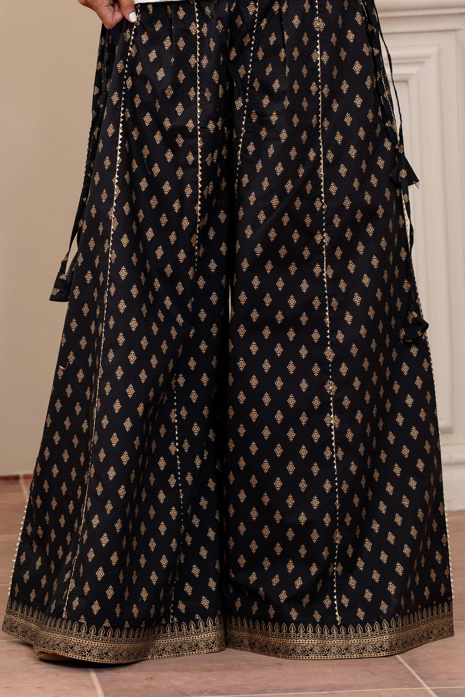 1 Piece Sharara in Black Cambric (CZ3256)