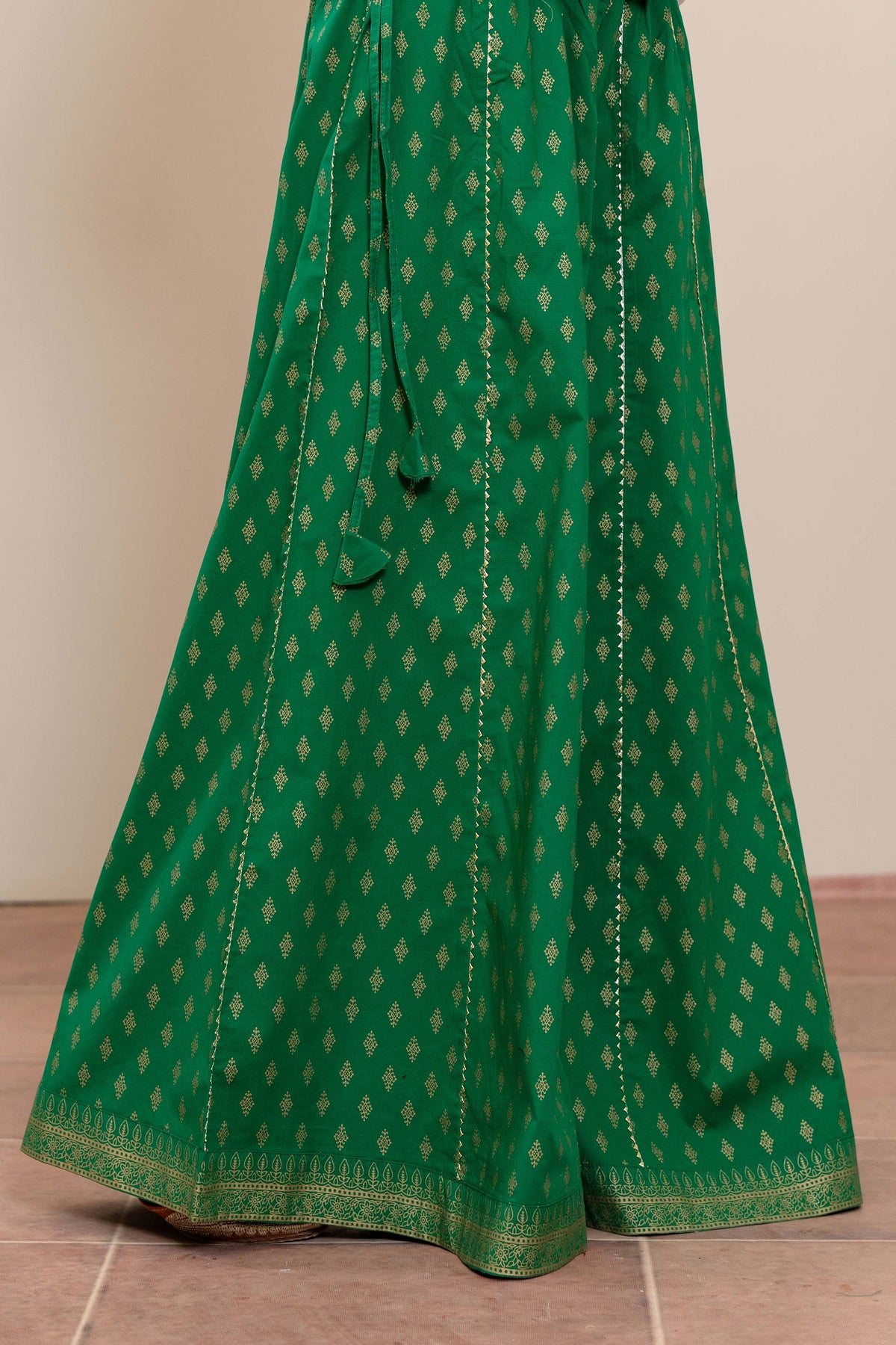 1 Piece Sharara in Dark Green Cambric (CZ3257)