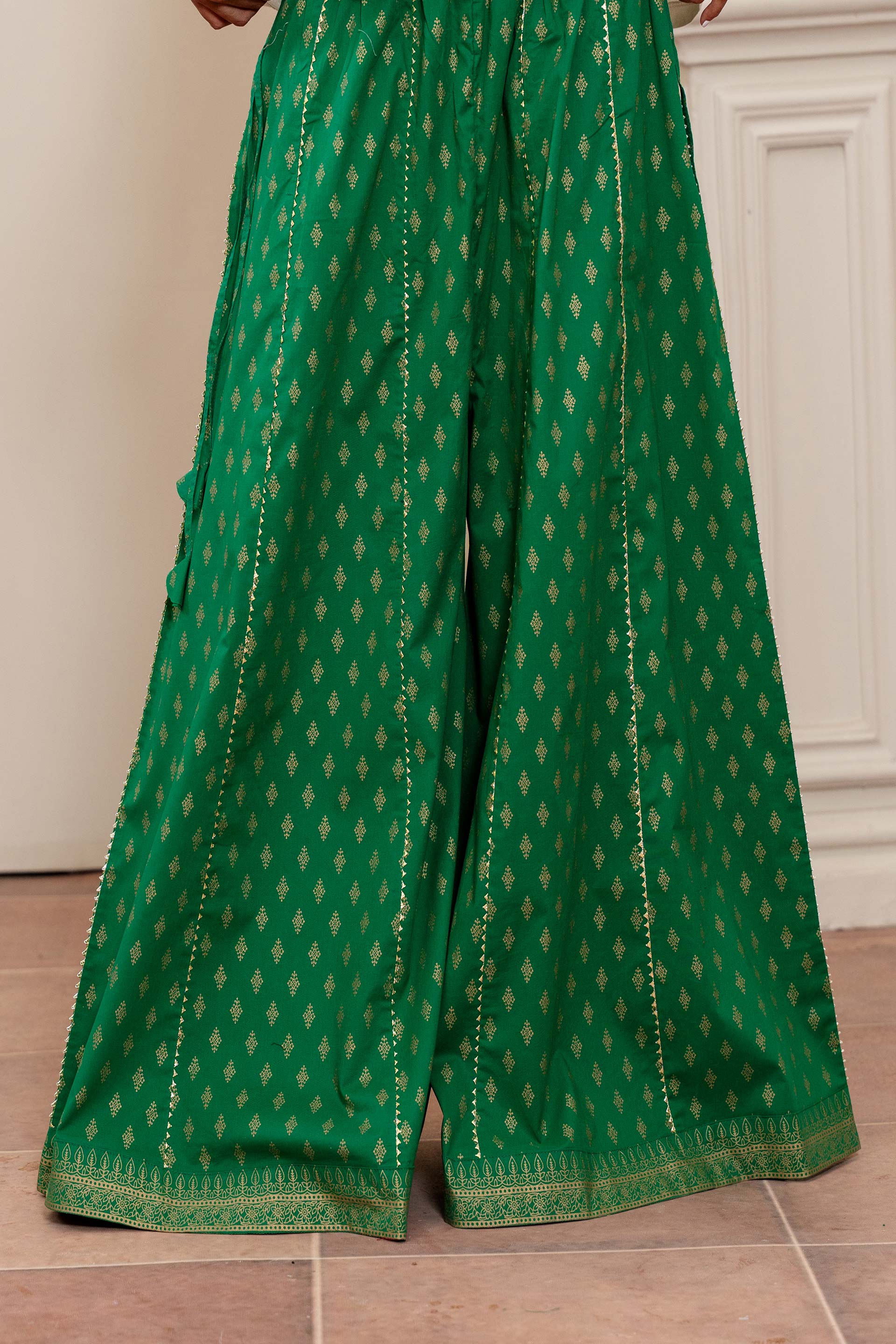 1 Piece Sharara in Dark Green Cambric (CZ3257)