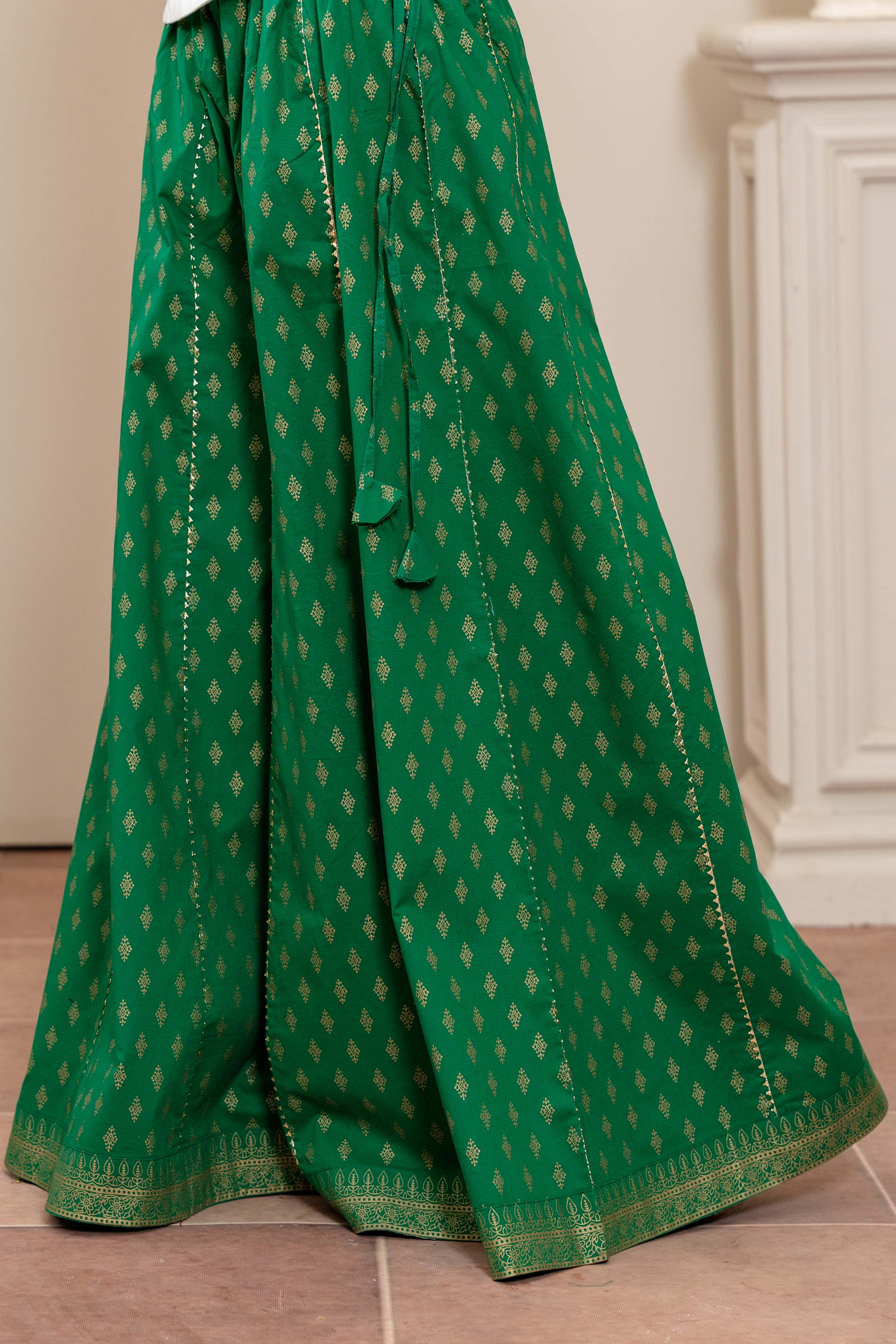 1 Piece Sharara in Dark Green Cambric (CZ3257)