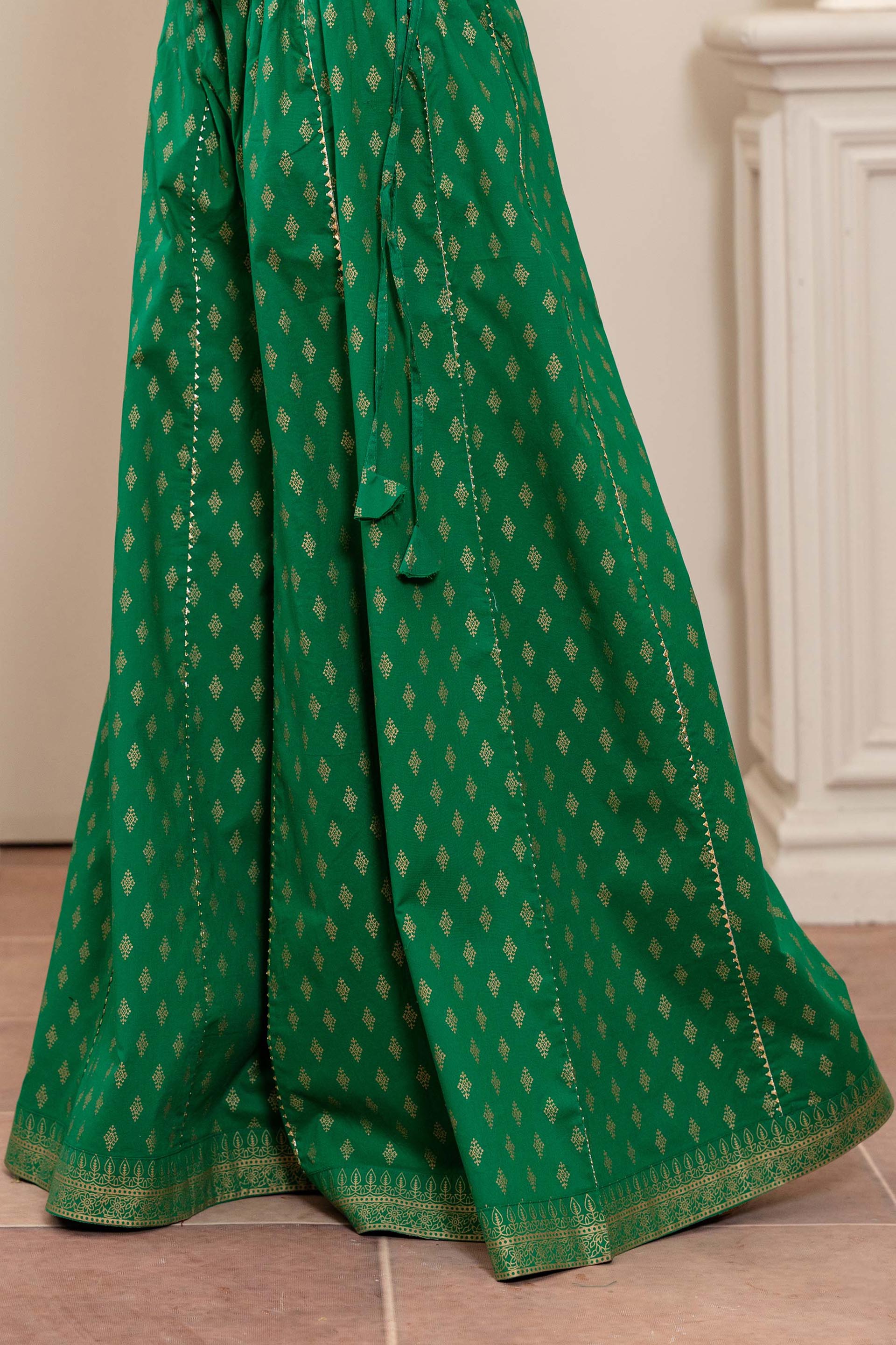 1 Piece Sharara in Dark Green Cambric (CZ3257)