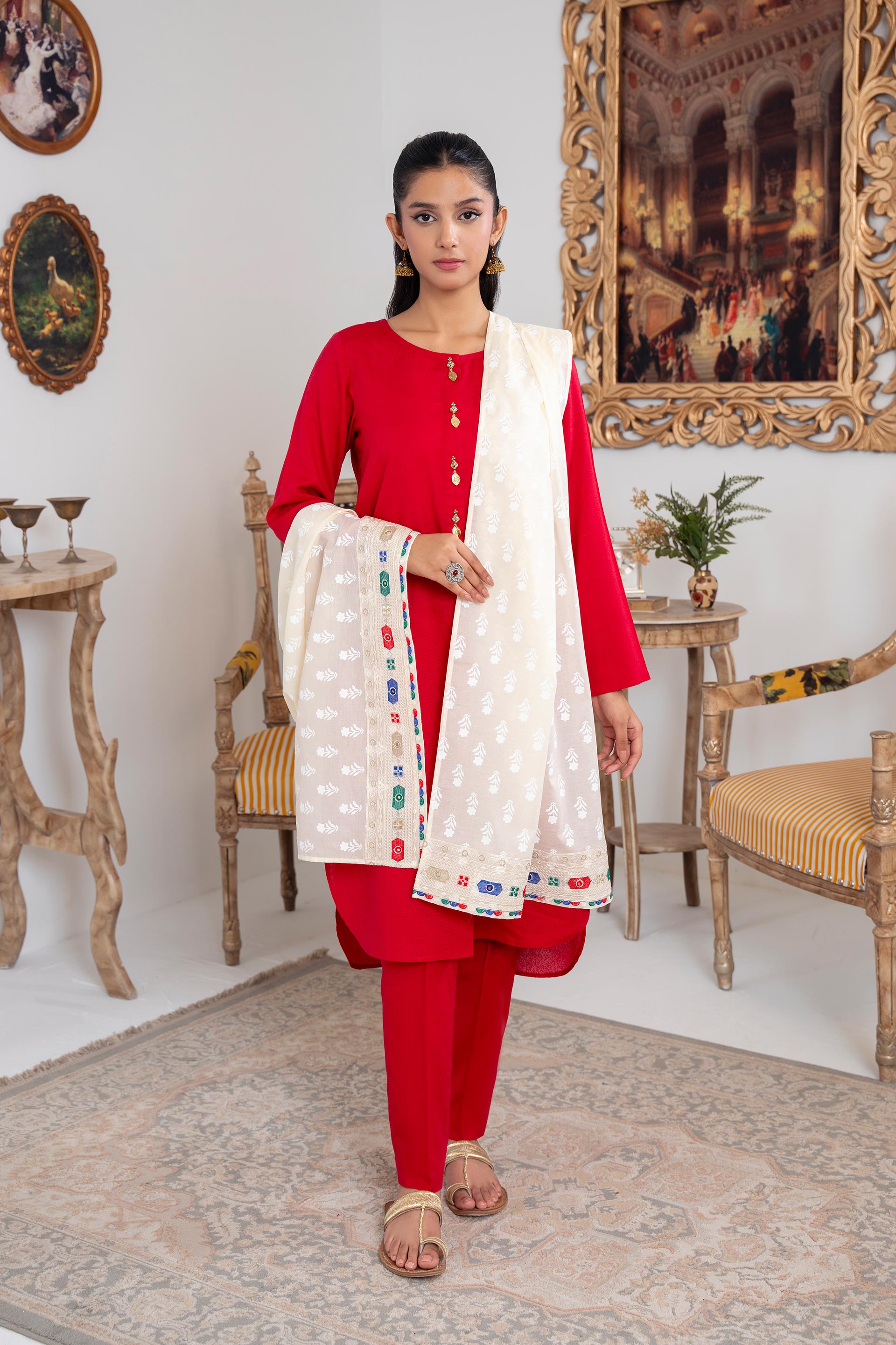 1 Piece Lawn Stole (CZ3309)