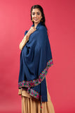 Double Patti in Navy Blue coloured Wool fabric 3
