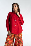Solid Shirt in Red coloured Cambric fabric 2