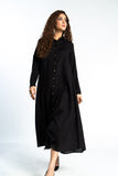 Black Button in Black coloured Lawn Karandi fabric 3