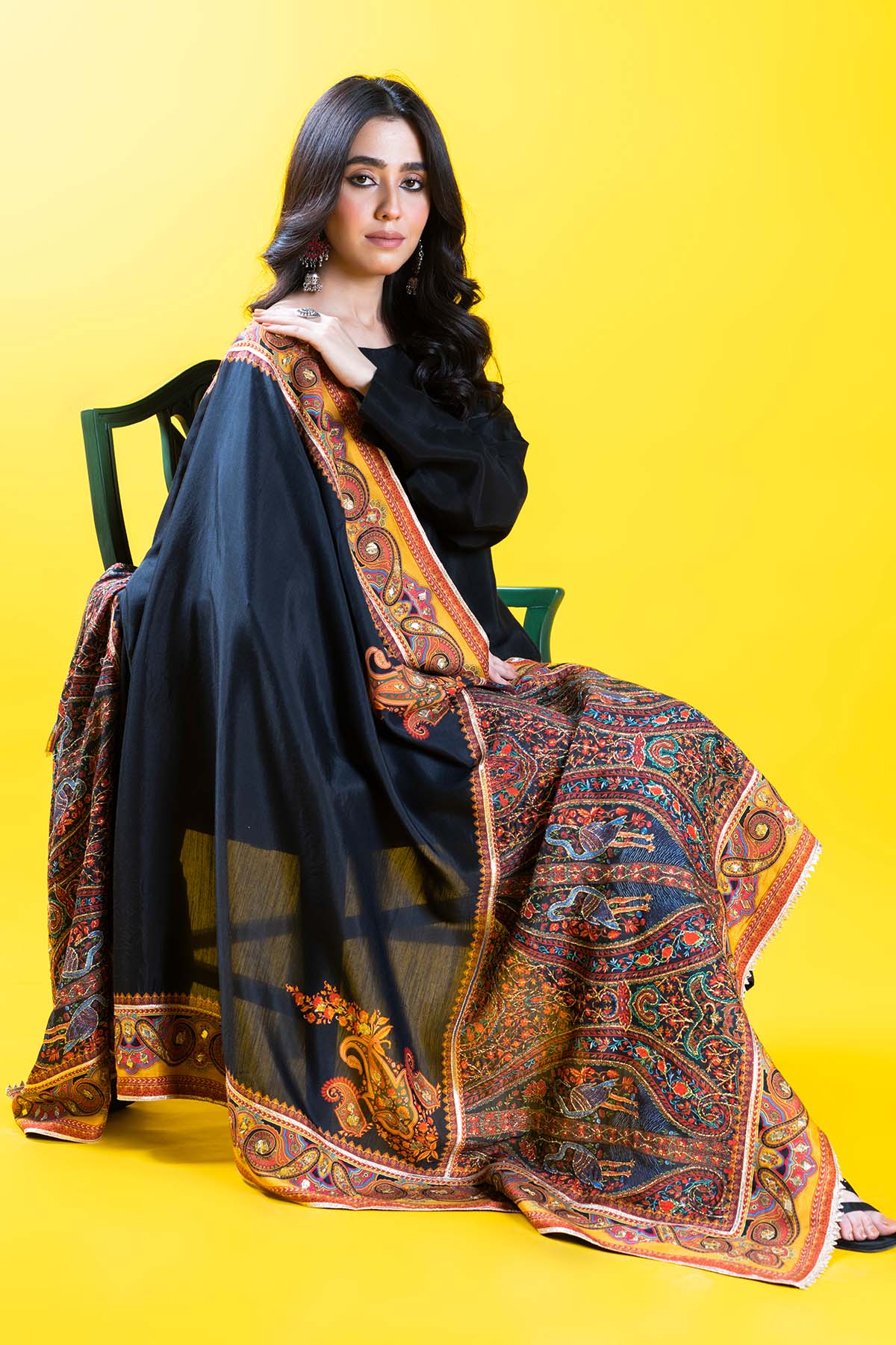 Morris Shawl in Multi coloured Pak Raw Silk fabric 4