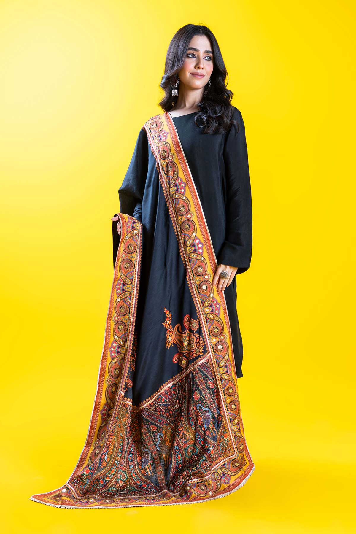 Morris Shawl in Multi coloured Pak Raw Silk fabric 2