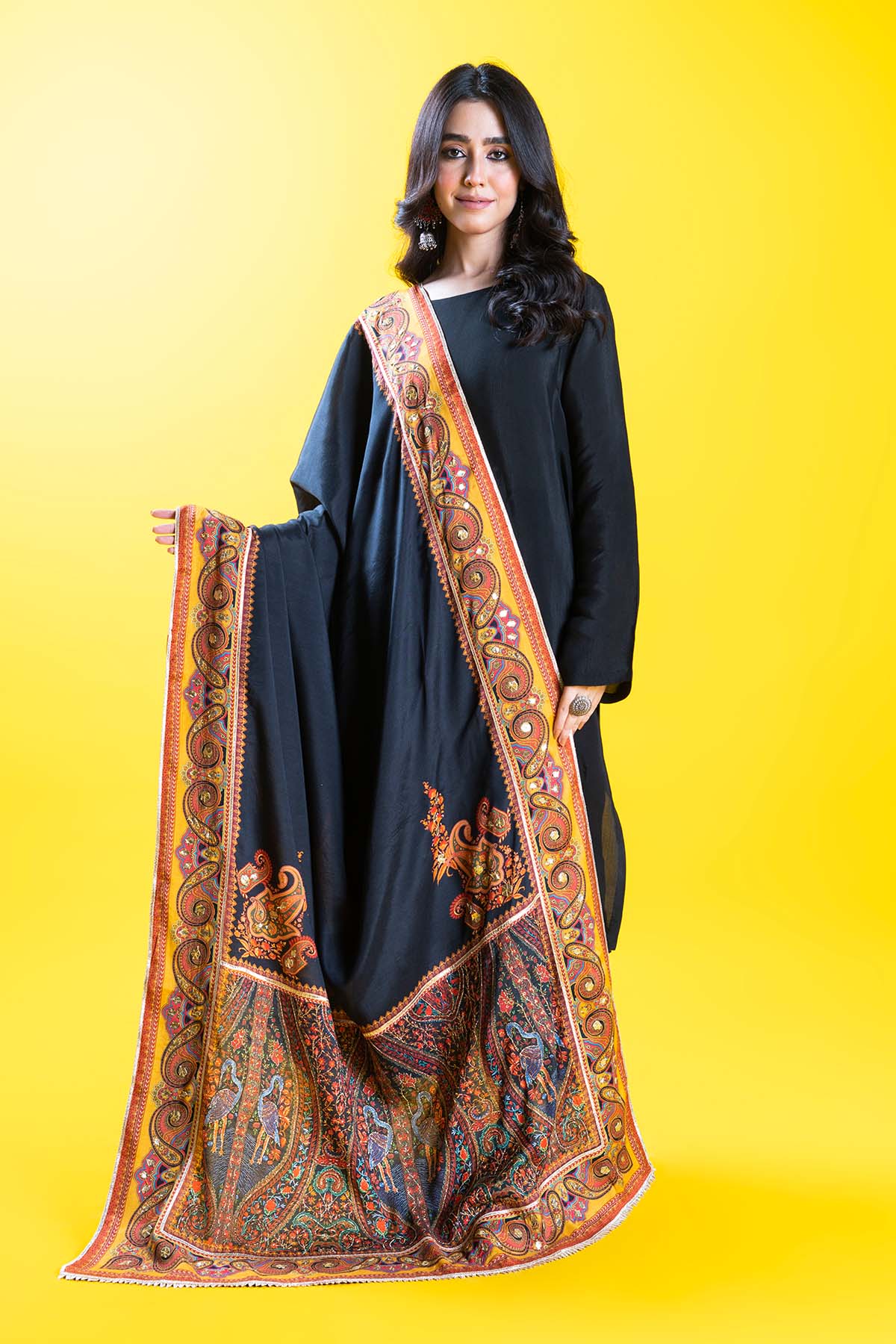 Morris Shawl in Multi coloured Pak Raw Silk fabric