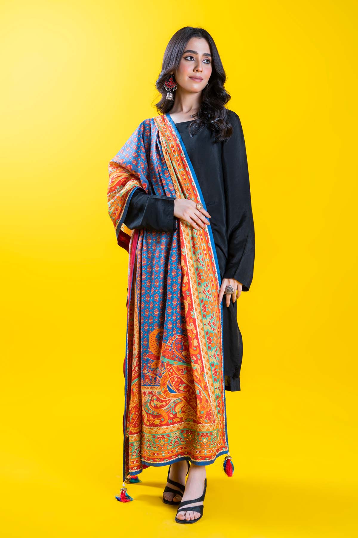 Heritage Shawl in Multi coloured Pak Raw Silk fabric 2