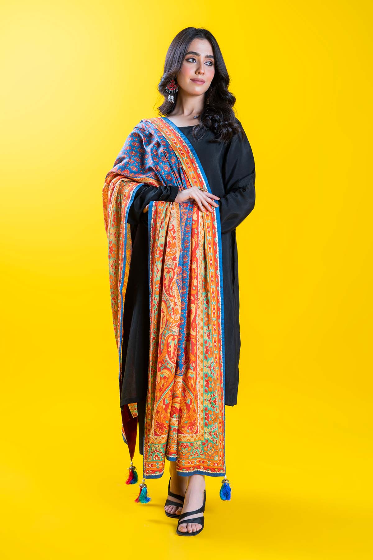 Heritage Shawl in Multi coloured Pak Raw Silk fabric 3