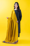 Chunri Grid in Mustard coloured Wool fabric 2