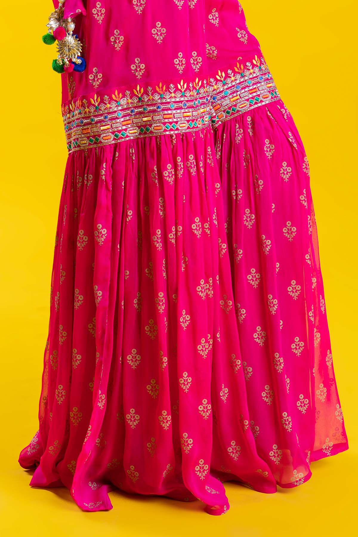 Pink And Gold in Pink coloured Pak Chiffon fabric 2